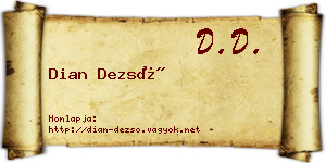 Dian Dezső névjegykártya